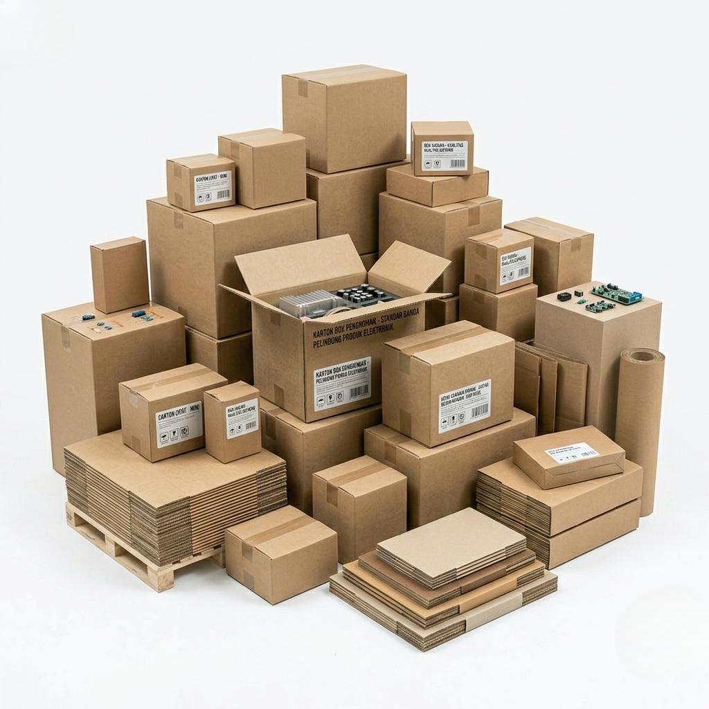 Karton Box - Tumpukan kardus kemasan siap digunakan